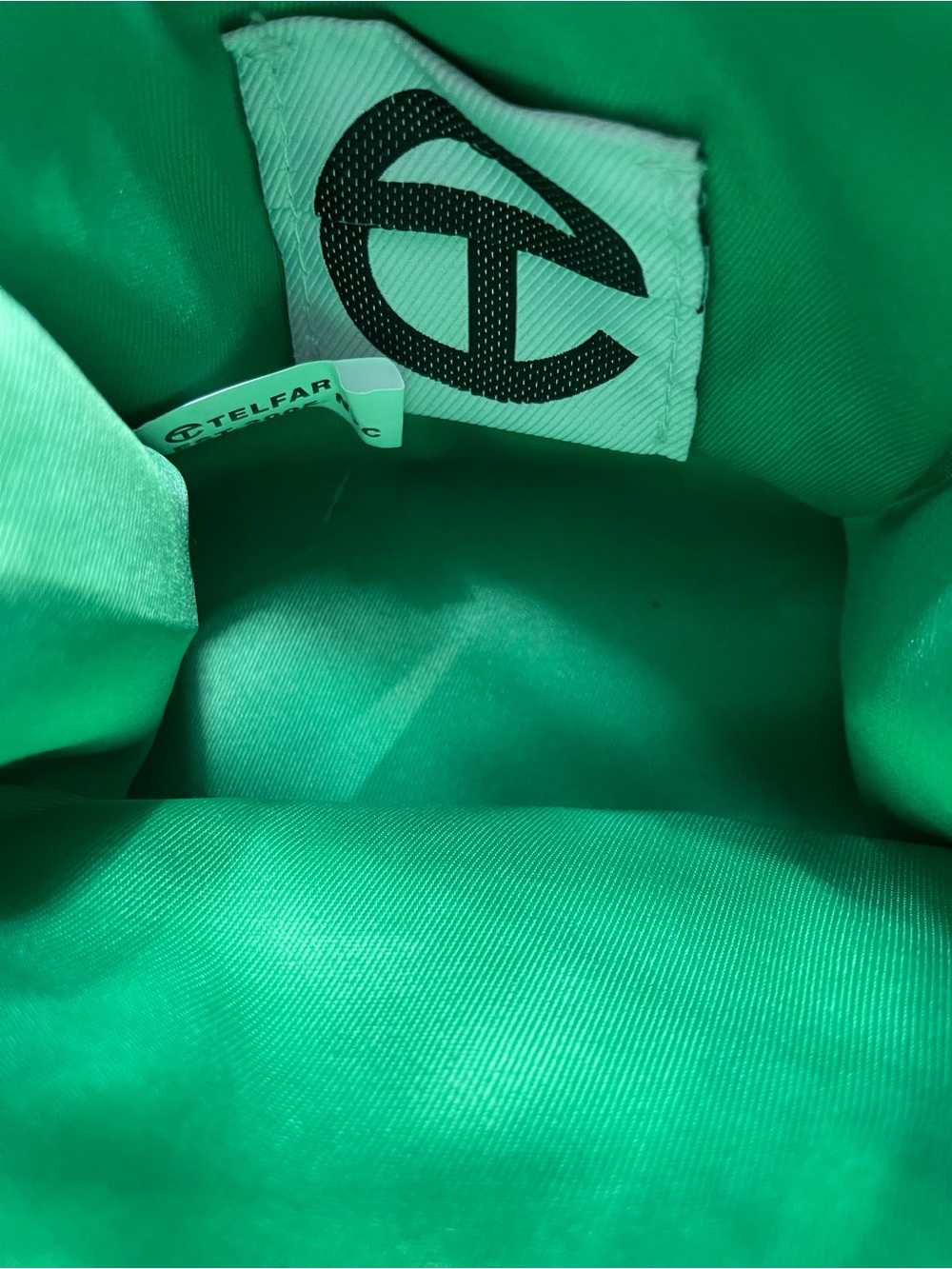 Telfar Mini Tote in Bright Green with Raised Logo - Picture 3 of 8